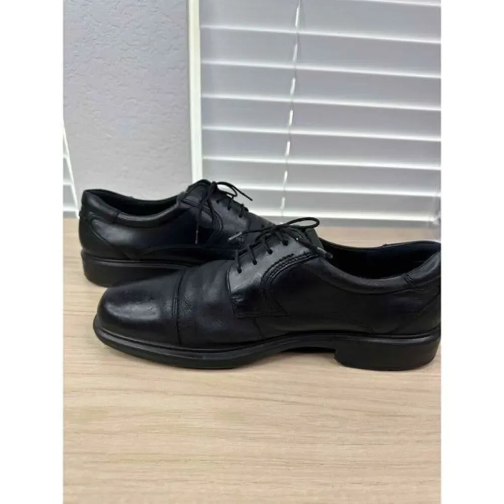 ECCO Shoes Mens EU 44/US 10 Black Leather Lace Up Captoe Oxford Dress‎ Comfort